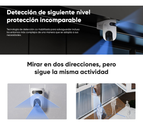 Ezviz Cámara Pt Doble Lente 6 Mp (3mp+3mp) H9c6-32 + Microsd De 32gb Con Ia De Detección Humana Y Vehiculos Con Vision Nocturna A Color + Vista Simultánea De Cámara Pt Cámara Fija Audio Bidireccional