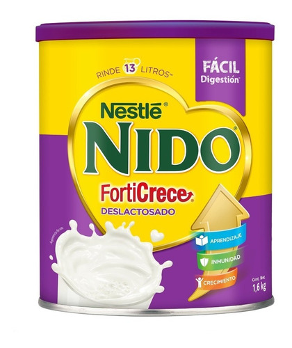 Leche En Polvo Nido Forticrece Deslactosado En Lata De 1.6kg