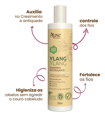 Kit Shampoo E Condicionador Vegano Ylang Ylang Apse 300ml