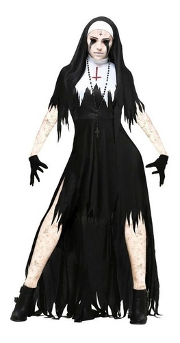 Imagen 1 de 6 de Disfraz De Monja De Halloween Para Mujer Disfraz De Vampiro