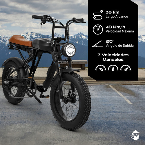 Bicicleta Electrica para Ciudad Ruta Montaña Adultos Potente 48km 7 Vel Color Negro
