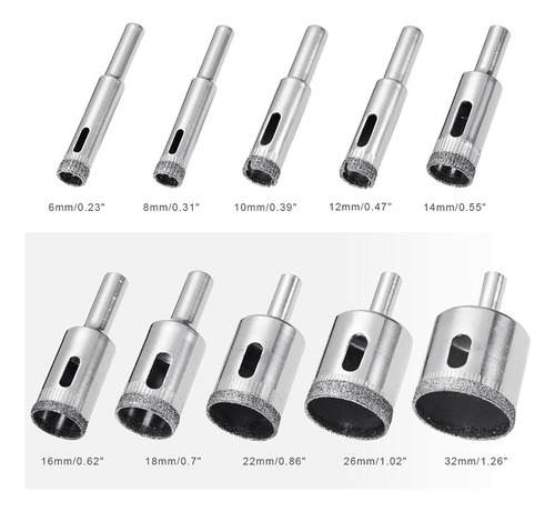 Extractor Y Broca De Diamante Juego De 10 Piezas Vidrio Kit