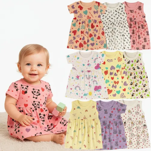 Kit 3 Vestidos Estampados Para Bebê Menina Verão Dia A Dia
