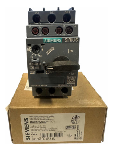 Guardamotor Siemens Sirius 3rv2011-1ca15 1.8-2.5amp Nuevo