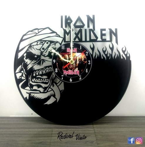Reloj De Vinilo Iron Maiden 2 Regalos Decoracion 