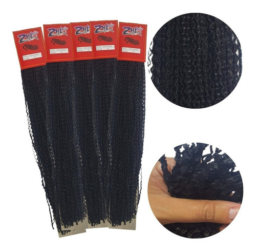 Kit 5 Pacotes Trança Rastafari Miojinho Microzizi 80 Gramas Cor Preto 80g - C1