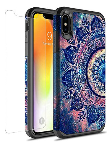 iPhone XS Max Case Con Protector De Pantalla De Cristal Temp