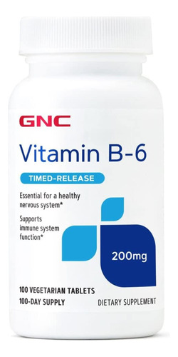 Vitamina B-6 Liberación Temporal 200 Mg - 100 Tabletas Gnc