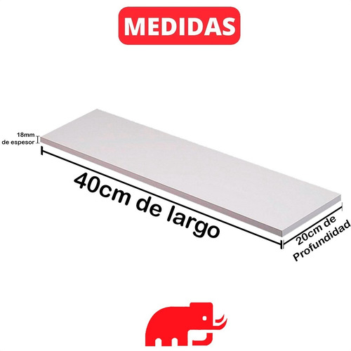Imagen 3 de 10 de Estante Flotante Mensula Invisible Melamina 40x20 18mm