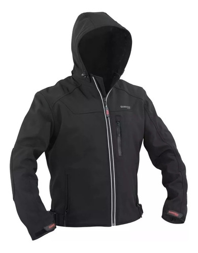 Campera Moto Samurai Viena Negro Protecciones Softshell Sem Imperemable Termica Protecciones