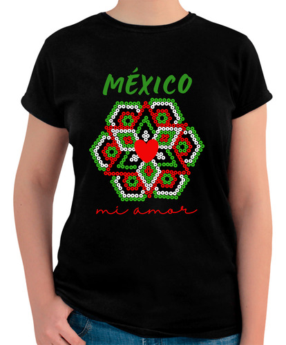 Playera Algodón Peinado Diseño México Mi Amor - México