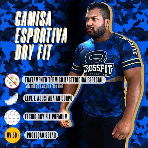 Camiseta Esportiva Masculina Dry Fit com proteção UV+ Black