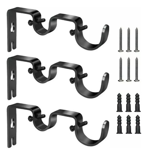 Soporte Set 3 Cortinero Doble Para Pared Ajustable Gancho