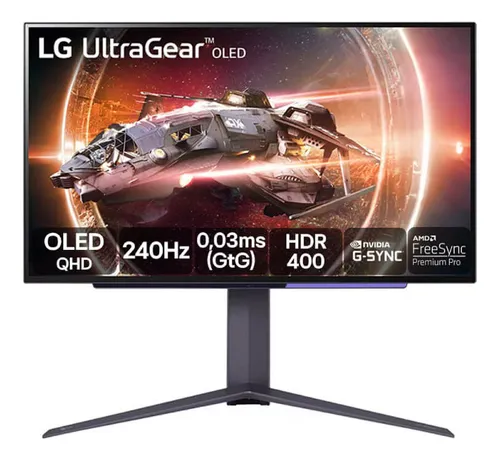 Imagem do produto Monitor Gamer LG UltraGear OLED – Tela OLED 27”, QHD, HDR400, True black, 1.5M:1, 240Hz, 0,03ms (GtG), NVIDIA® G-SYNC® – 27GS95QE-B em Mercado Livre