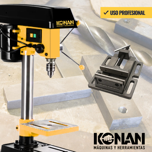 Konan Taladro De Banco 16mm + Morsa Plana 450w 5 Velocidades Amarillo