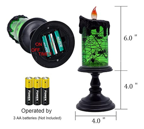 Eldnacele Halloween Snow Globe Velas Lámpara Encendida, Func