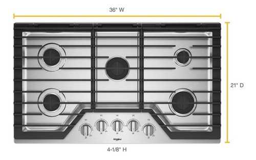 Imagen 2 de 4 de Tope De Cocina A Gas 90 Cms - Whirlpool - Wcg55us6hs