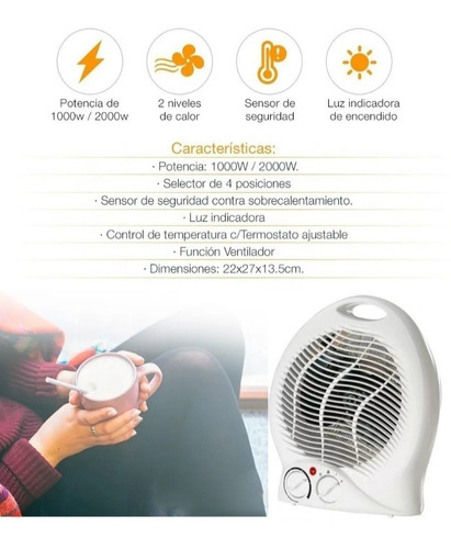 Caloventilador De 2000w Es Estufa Y Ventilador Vigore.
