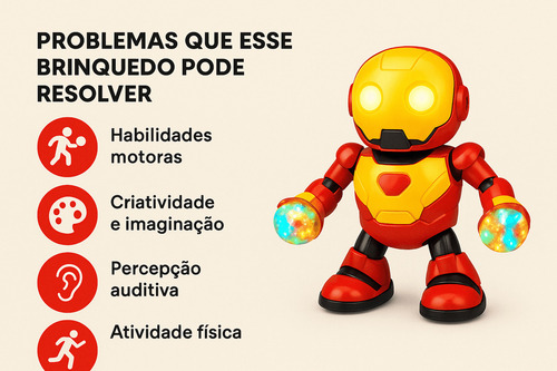 Robô Dançarino Infantil Heroi Com Som E Luzes Homem De Ferro