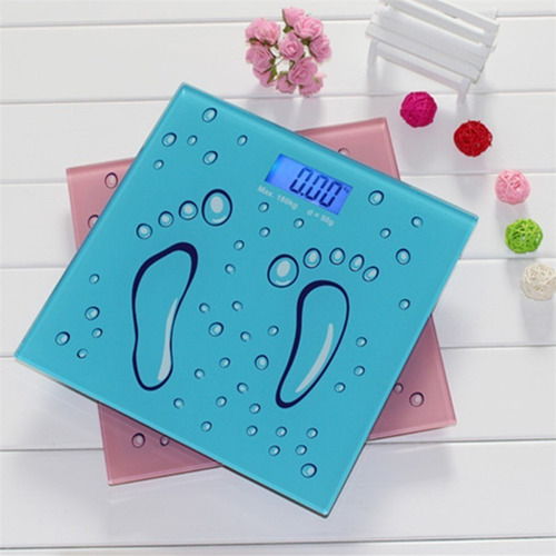 Imagen 2 de 6 de Balanza Digital Kanji Hasta 180kg De Baño Kjh-2015 Azul Rosa