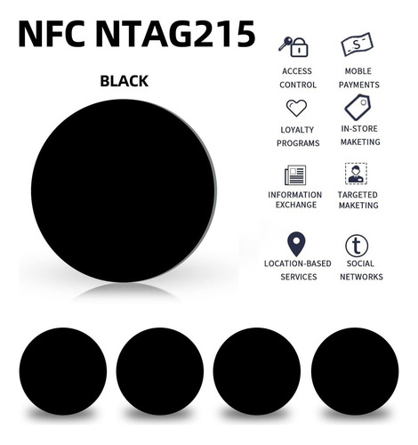 Nfc Ntag215 - Cartão De Moeda Preto Programável De 504