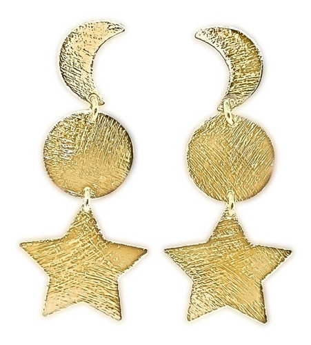 Aros Luna Sol Estrella Enchapado Oro 18k