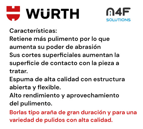 Borla Azul Esponja Corte Medio Pulir 7 PuLG Velcro Wurth 3pz