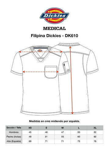 Imagen 6 de 6 de Dickies Dk610 Filipina Dynamix Hombre Quirúrgica Clínica