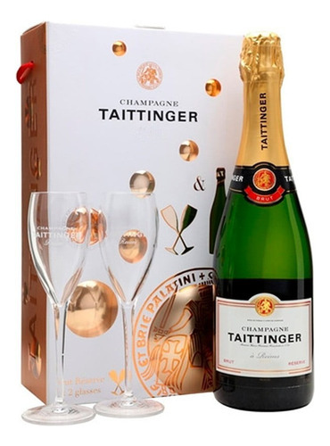 Taittinger Brut Réserve Champagne 750ml C/estuche + 2 Copas