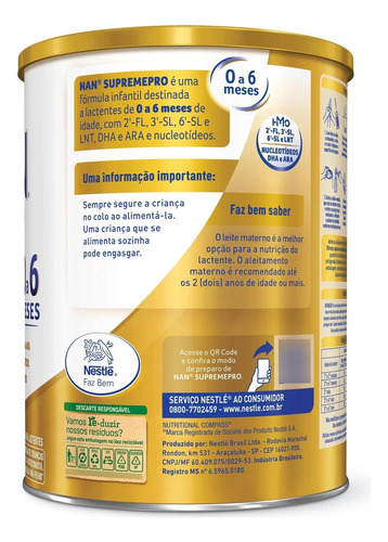 Nanlac Supreme Nestlé 1 Fórmula Infantil 800g 0 A 6 Meses Tradicional
