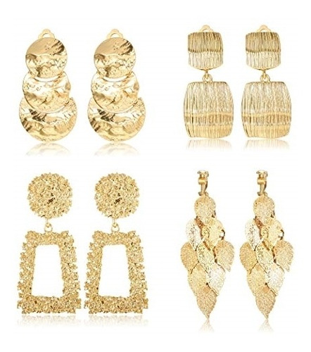 Aretes De Clip Con Forma De Hoja Redonda Para Mujeres