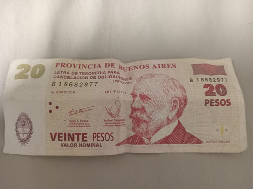 Billete Argentina 20 Patacones 2001-2002