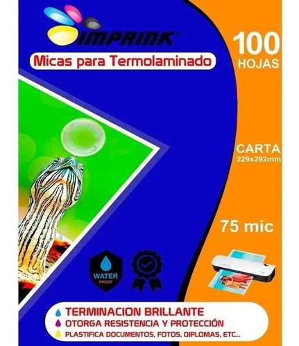 100 Micas Termolaminadora Plastificadora Carta 70mic