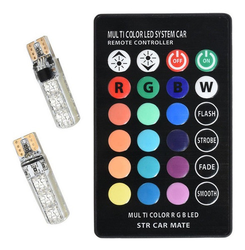 2 Bombillos Led Cocuyos Rgb T10 Con Control Remoto + Batería