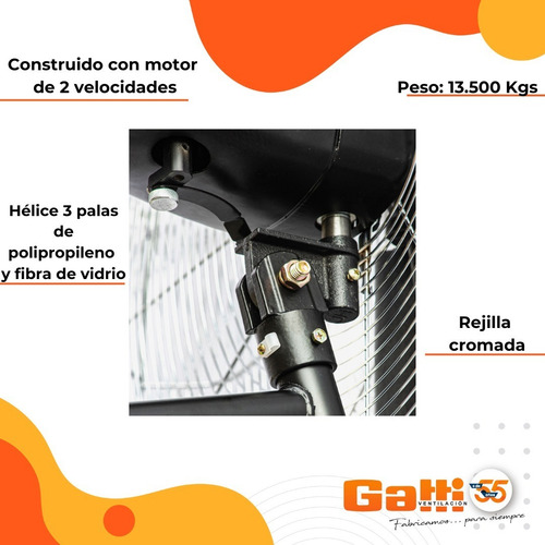 Imagen 6 de 9 de Ventilador Industrial De Pared 29 74cm 2 Vel. Gatti Vent