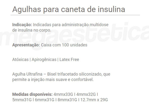 Imagem 3 de 3 de Agulha Para Caneta De Insulina 4mm 33g C/100un Uniqmed