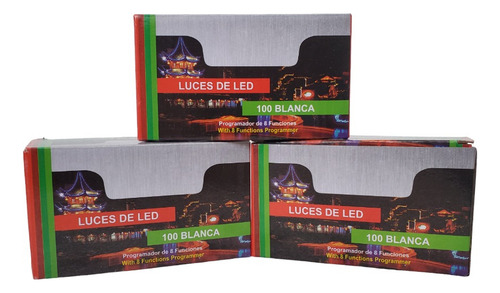 Luces De Navidad Led Blancas X 100 Programador 8 Funciones Luces Blanco