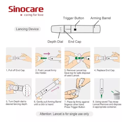 Sinocare -medidor de glucosa en sangre Safe-Accu, tiras diagnósticas de  glucosa para medida del azúcar