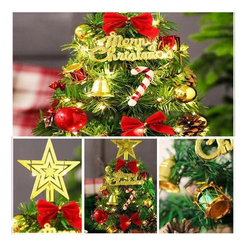 Mini Árbol De Navidad Con Luz Led Y Adornos Colgantes 2024