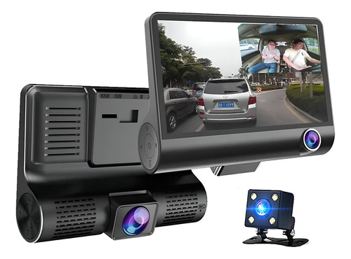 Video Cámara Dvr Para Carro 3 Lentes Frontal Reversa Interno