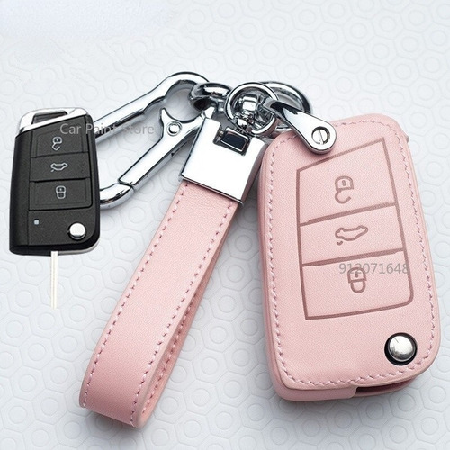 Funda Llave Piel + Llavero Vw Nivus Polo Golf Tcross