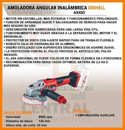 Amoladora angular inalámbrica Amoladora de disco de 125 mm para