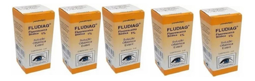 Kit 05 Colirios Fludiag Fluoresceina Sodica 1% 3 Ml Solução