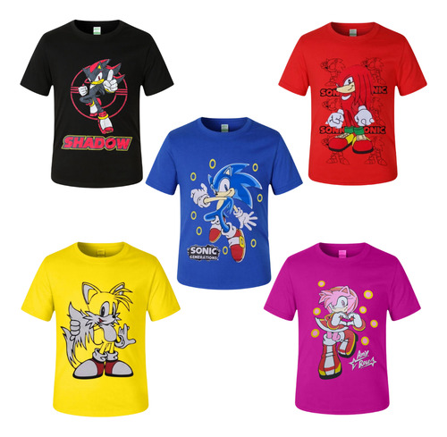 Camiseta Camisa Infantil Sonic Tails Knuckles 100% Algodão