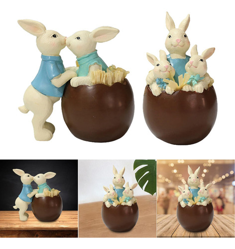 Estatua De Conejo, Figuritas En Miniatura De De Pascua Para