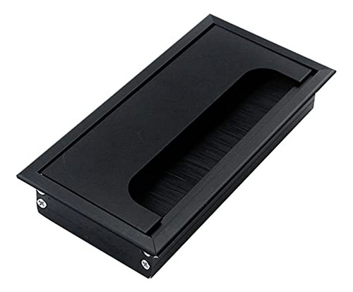 Pasacables Metálico Rectangular De 160mm Para Mesa - Negro