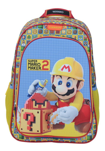 Mochila Grande Amarillo Chenson Mario Bros Bobin Amarillo