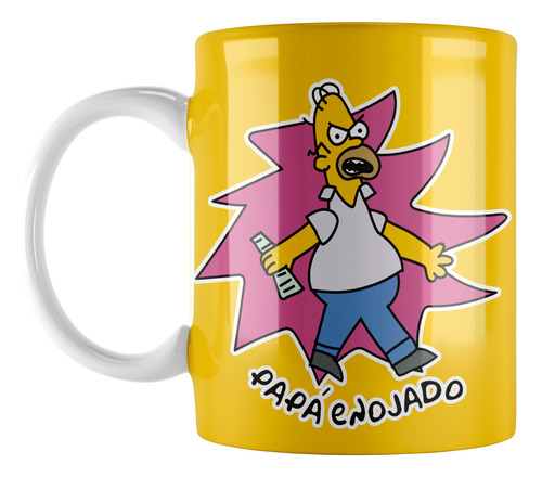 Taza Cerámica Los Simpsons Homero Papá Enojado Dia Del Padre Blanco Papá Enojado