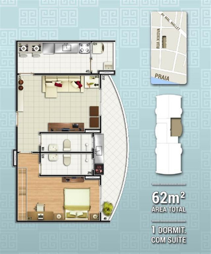 Imagem 8 de 8 de Apartamento, 1 Dorms Com 62 M² - Forte - Praia Grande - Ref.: Nzm13