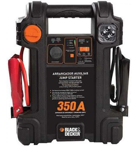 Arrancador 350 Amp Black Decker Puerto Usb 5v Luz Led 12v